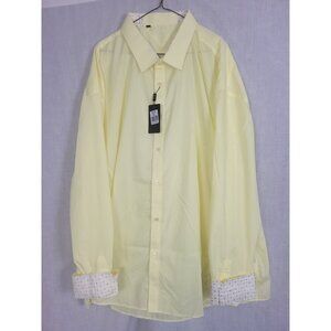 Rosso Milano Italy Dress Shirt Men's 5x NWT Solid/Contrasting Cuffs Pale Yellow